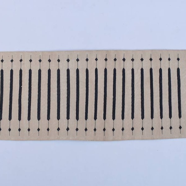 Beige and Black Modern Striped Cotton Flat weave Hand woven rug- Reversible Kilim Rug