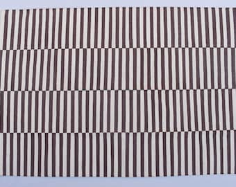 Dark Brown and White Cotton Handmade Modern stripes Rug- Flat weave and Hand woven Kilim Rug