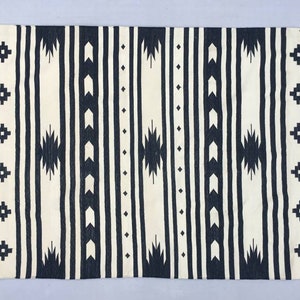 Multiple Sizes Cotton Black And  White Handmade Stripes And Design Cotton Rug Dhurrie- Hand Woven Rug