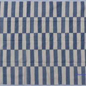 Multiple Sizes Vintage Blue and White Stripes Handmade Modern Design Kilim Rug - Reversible Kilim