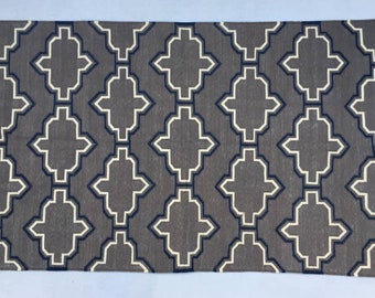 Multiple Sizes Cotton Grey,Blue And White Handmade Cotton Rug Dhurrie- Very Beautiful Colour
