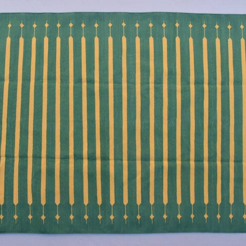 Blue and Yellow Modern Cotton Runner Rug Hand Woven Runner Etsy