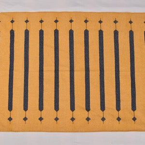 Square Sizes Golden Yellow with Blue Stripes Handmade Modern Design Rug - Beautiful Flat weave Yellow Kilim