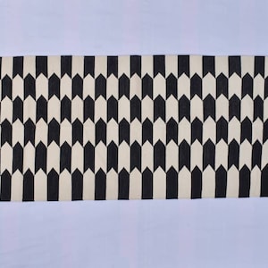 Multiple Sizes Cotton Black and white Modern Hand woven Runner Rug- Reversible Runner Kilim