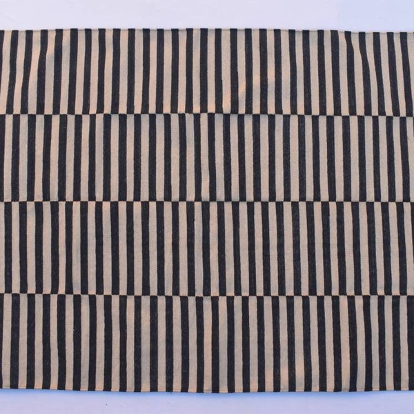 Black & Beige Cotton Handmade Modern stripes Rug- Flat weave and Hand woven Kilim Rug