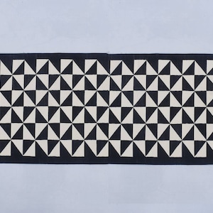 Multiple Sizes Black and White Modern  Cotton Runner Rug - Hand woven Runner Rug Kilim