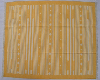 Square Sizes Yellow & White Cotton Handmade Modern Stripes Rug- Flat weave and Hand woven Kilim Rug