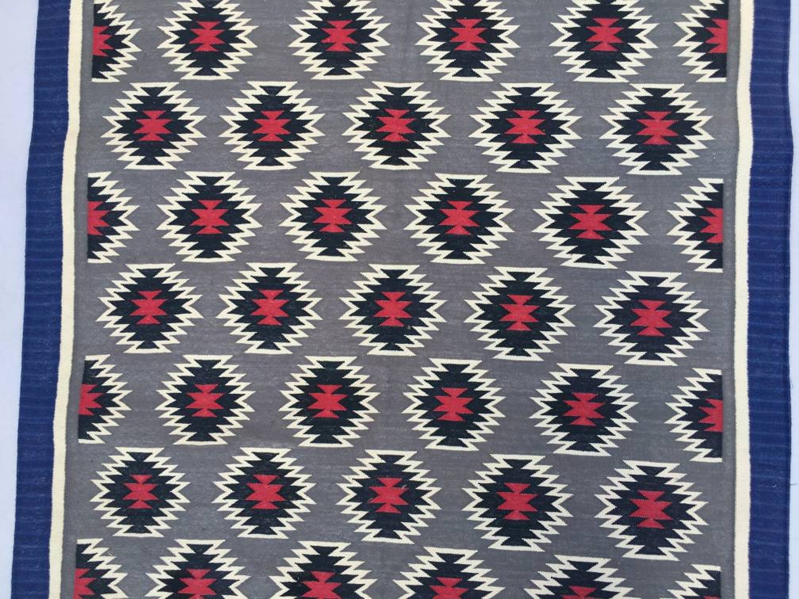 Multiple Sizes Greyredblack and Blue Cotton Rug Dhurrie Etsy