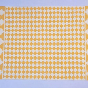 Cotton Golden Yellow And White Geometric Pattern Handmade Cotton Rug Dhurrie- Hand Woven Rug