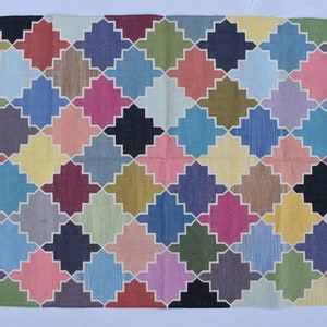 4x6 Ft. Cotton Beautiful Hand woven Rug Dhurrie-  120 CM x 180 CM , Colourful Handmade Indian Rug