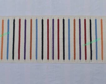 Multiple Sizes Cotton Off white with multi Colour  Modern Stripes Hand woven Runner Rug- Reversible Runner Kilim