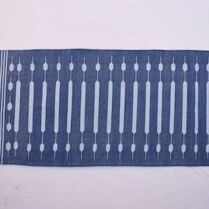 Multiple Sizes Cotton Blue  Modern Stripes Runner Rug - Light Blue and Dark Blue Kilim Carpet Rug