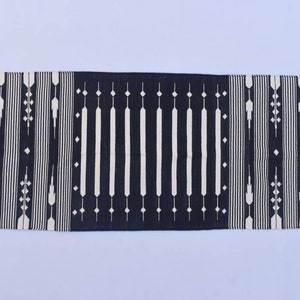 2x5 Cotton Black and White Hand Woven Rug- 60 x 150 Cm