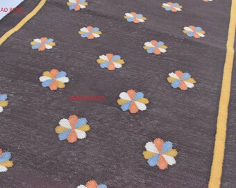 複数のサイズ コットン ブラウン モダン フラワー デザイン 手織り