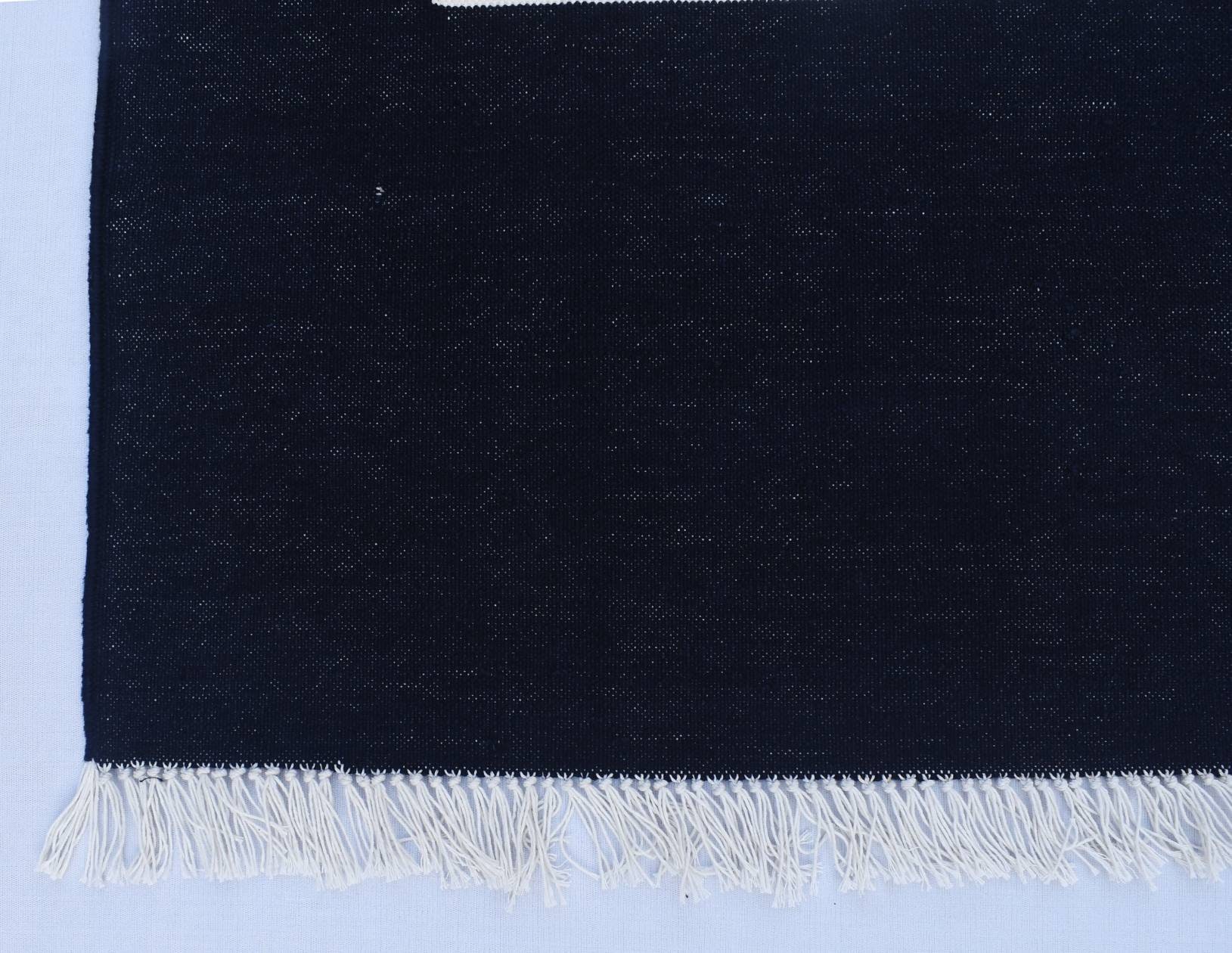 Dark Black and White Cotton Handmade Modern Stripes Rug- Flat Weave and ...
