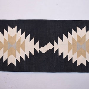 2x6 White and Black modern Pattern Rug Runner- Hand woven Runner Rug Kilim, Flat weave kilim rug
