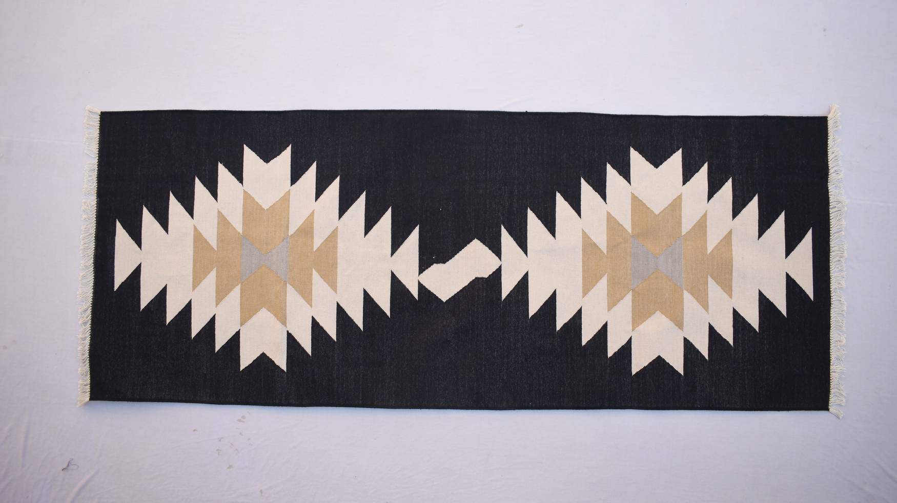 2x6 White and Black Modern Pattern Rug Runner Hand Woven Etsy