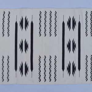 3x5 or 4x6 Off White and Black Cotton Rug dhurrie- Modern  Handmade Rug