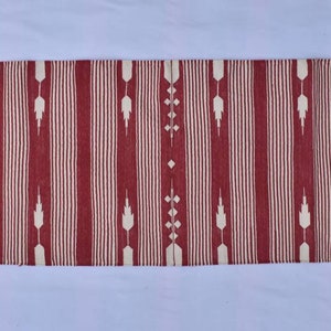 Multiple Sizes Cotton Red and white Modern Stripes Hand woven Runner Rug- Reversible Runner Kilim