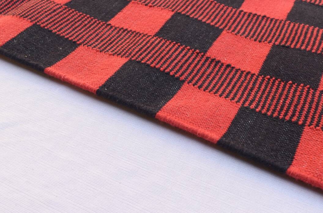 Modern Red Runner Rug Black and Red Modern Cotton Runner Rug - Hand Woven Runner Rug Kilim - Etsy