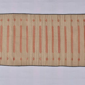 2x4 Cotton Beige and Red Striped Modern Cotton Hand Woven Small Size Rug- 60*120 cm reversible Kilim