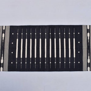 Multiple Sizes Black And white Modern Striped Cotton Flat weave Hand woven rug- Reversible Kilim Rug
