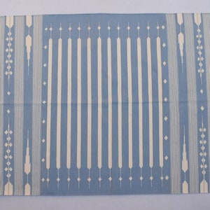 Light Blue Cotton Handmade Modern white Stripes Rug- beautiful light Sky blue.