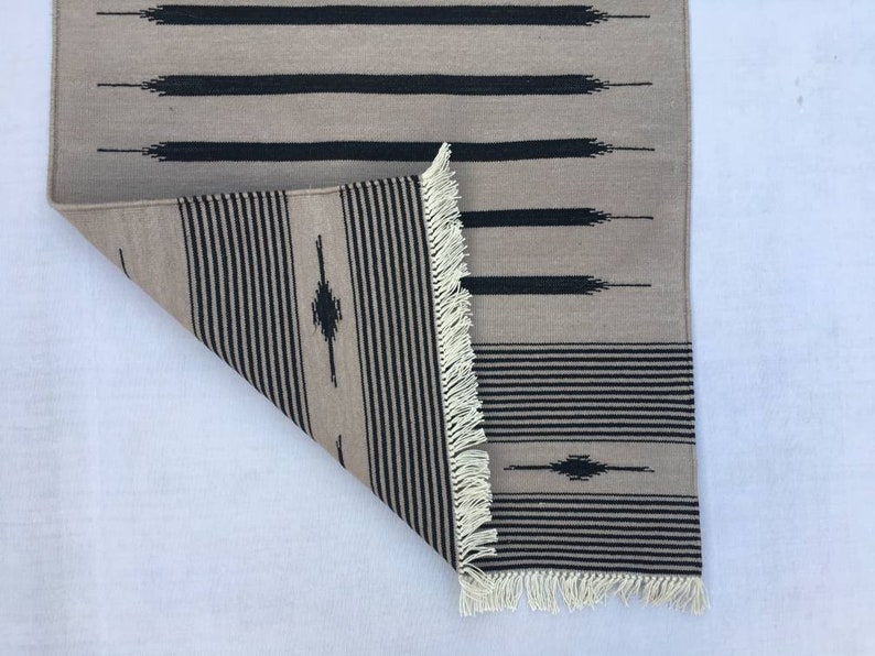 Multiple Sizes Grey Cotton Runner Handmade Stripes Grey and Etsy