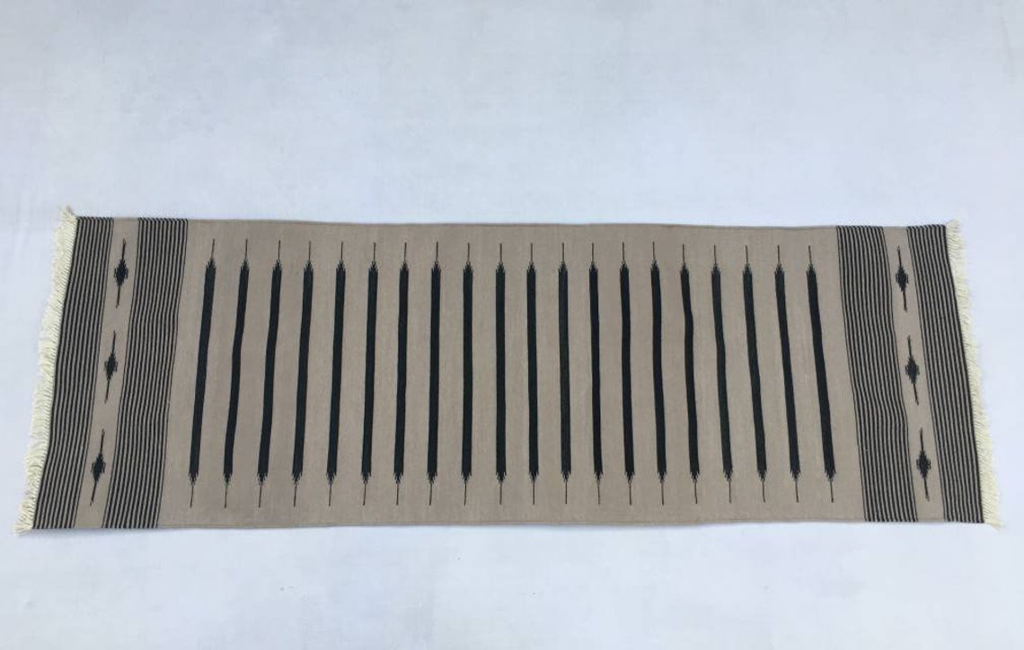 Multiple Sizes Grey Cotton Runner Handmade Stripes Grey and Etsy