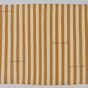 Multiple Sizes Yellow and white Cotton Handmade Modern Simple Stripes Rug- Flat weave and Hand woven Kilim Rug