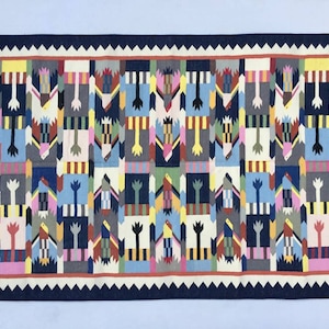 4&#39; X 6&#39; Cotton Beautiful Hand woven Rug Dhurrie- Colourful Handmade Indian Rug