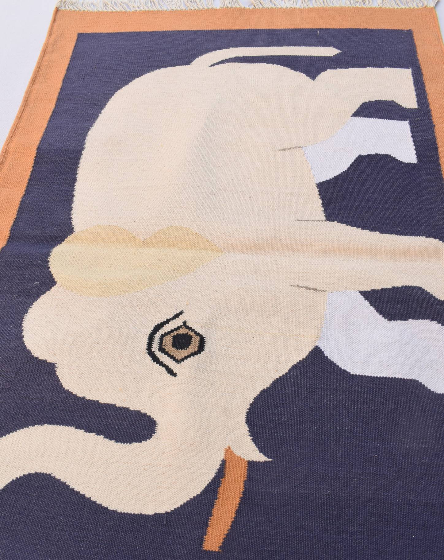 2x3 Elephant Design Cotton Hand Woven Kilim Rug 6090. Floor Etsy UK