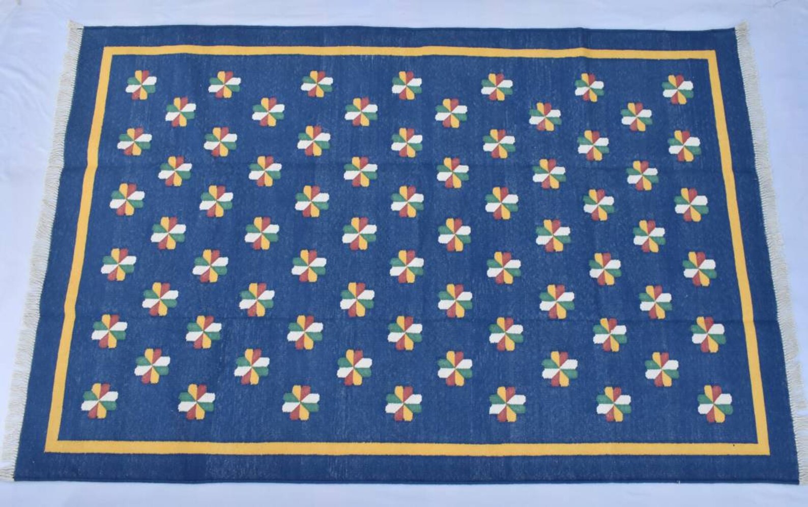 Multiple Sizes Indigo Blue Cotton Handmade Flower Design Rug | Etsy