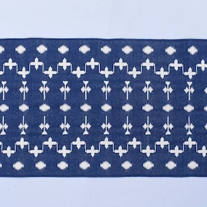 2x4, 2x5, 2x6 Cotton Navy Blue Runner Handmade Beautiful Design Rug Runner - Dark Navy Blue and White Runner