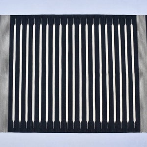 4x6 Cotton Black  And White Stripes Hand Woven Rug Dhurrie- Black Handmade rug
