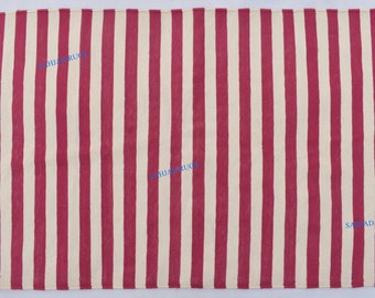 Multiple Sizes Dark Pink and white Cotton Handmade Modern Simple Stripes Rug- Flat weave and Hand woven Kilim Rug