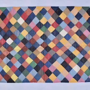 3x5 Cotton Colourful Hand woven Dhurrie Rug- Carpet Design Kilim Rug