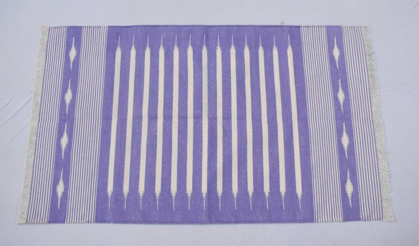 Light Purple and White Cotton Handmade Modern Stripes Rug | Etsy