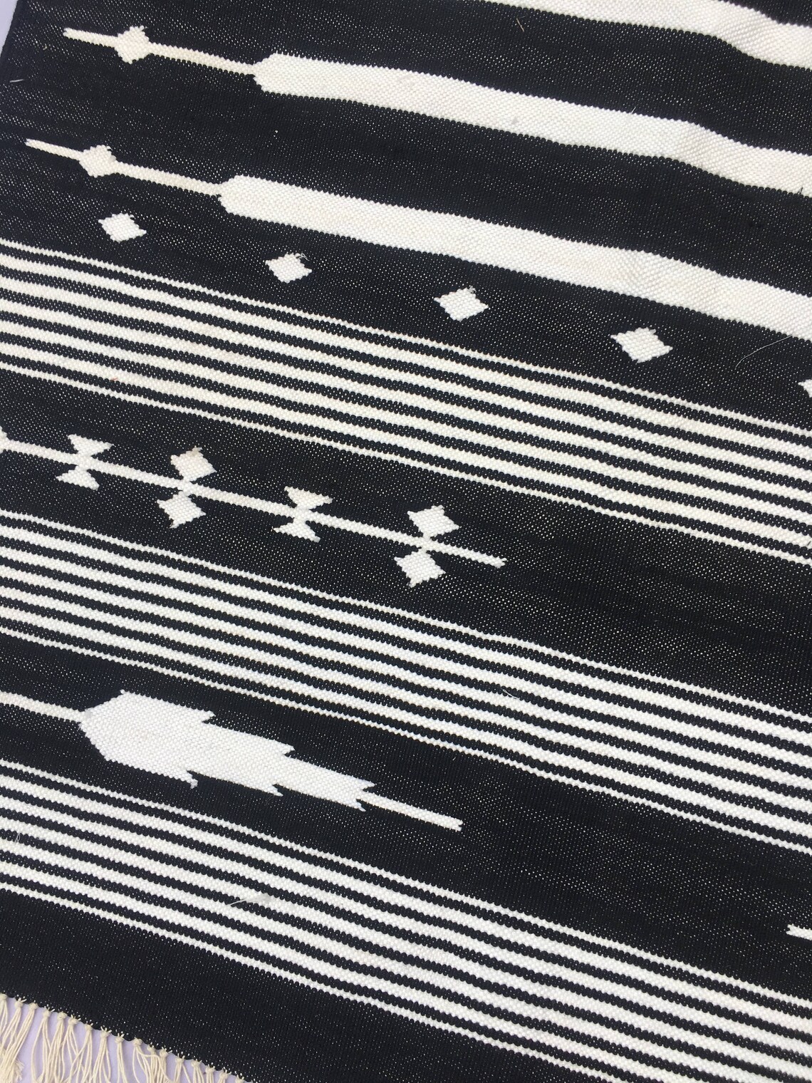 3x5 Black and White Cotton Rug Dhurrie Stripes Etsy