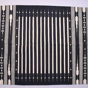 Multiple Sizes Black and White Cotton Modern Stripes Handmade Kilim Rug - Flat weave and Hand woven Reversible Kilim Rug