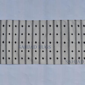 Multiple Sizes Off white and Black Modern Stripes Hand woven Runner Rug- Reversible Runner Kilim