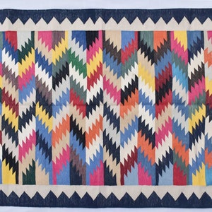 4x6 Algodón Reversible Hermosa Alfombra Tejida A Mano Dhurrie- Alfombra India Hecha A Mano Kilim