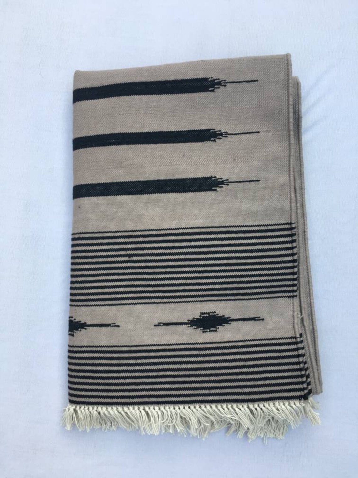Multiple Sizes Grey Cotton Runner Handmade Stripes Grey and Etsy