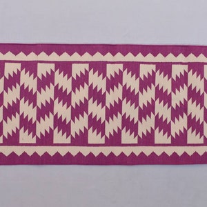 Mehrere Größen Rosa & Weiß Zick Zack Teppich Läufer- Dunkelrosa und Weiß Hand gewebter Läufer