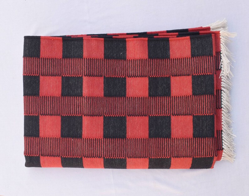 Black and Red Modern Cotton Runner Rug Hand Woven Runner Rug Etsy