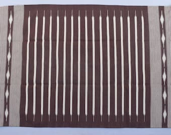 Multiple Sizes Brown and White Cotton Handmade Modern Stripes Rug- Flat weave and Hand woven Kilim Rug
