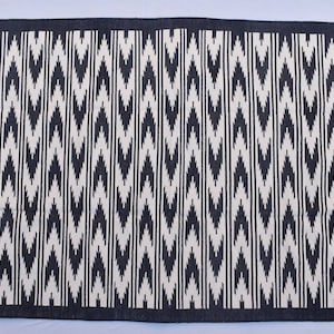 Square sizes Black And White Cotton Handmade Modern Rug- Flat weave and Hand woven Kilim Rug