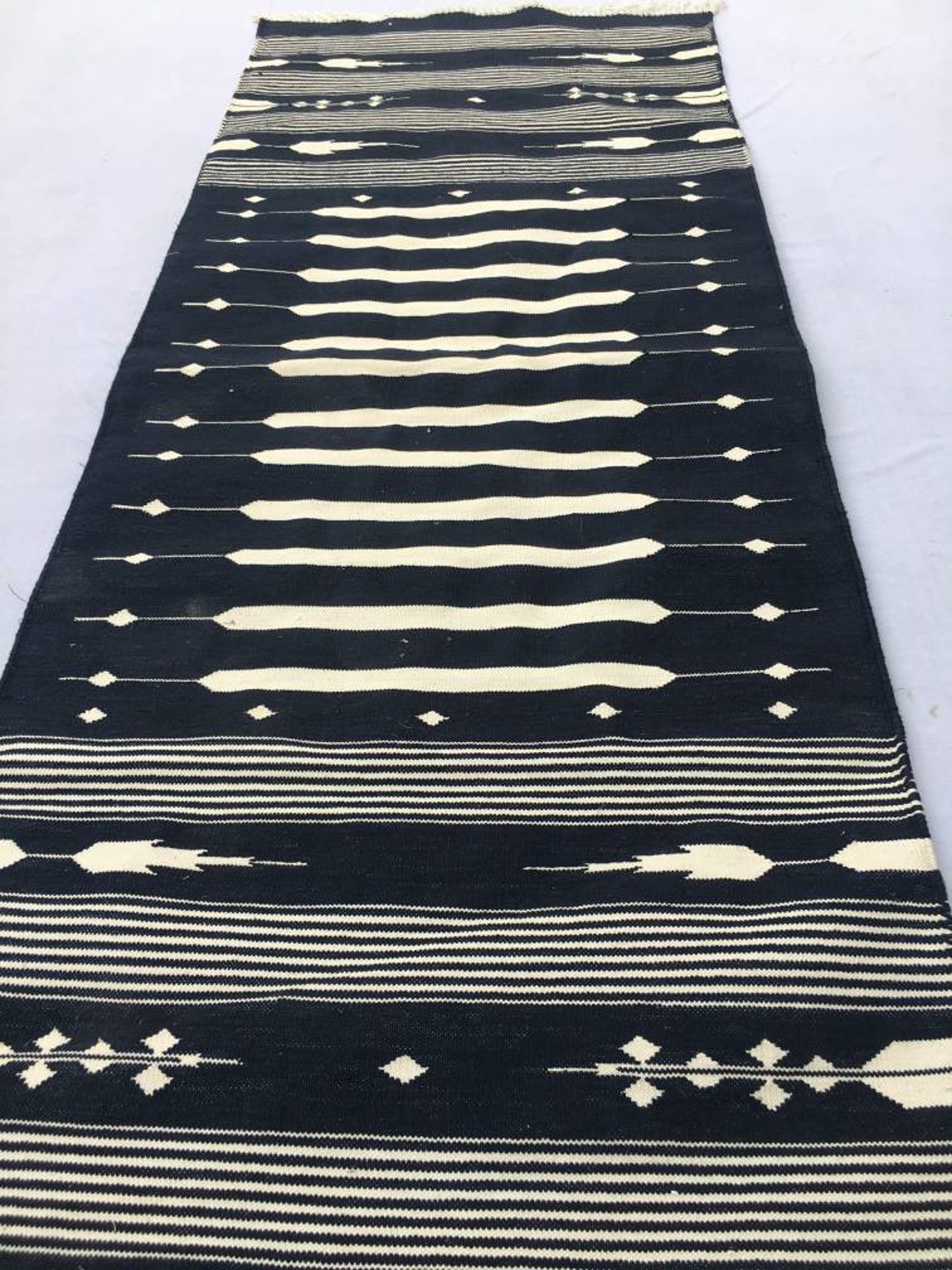 Multiple Sizes Black Cotton Runner Handmade Rug Hand woven Etsy