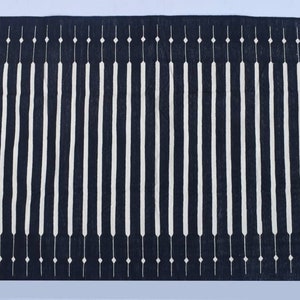 Multiple Sizes Black and White Stripes Handmade Modern Design Rug - Beautiful Flat weave Black Kilim