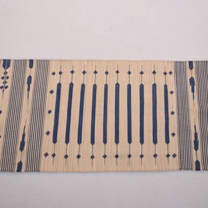 Multiple Sizes Cotton Beige and Blue Modern Stripes Runner Rug Woven Kilim Rug image 2
